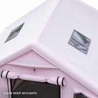 Tente familiale gonflable rose, double couche, deux chambres, imperméable, abri de camping pneumatique, quatre saisons, extérieur