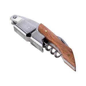 Sacacorchos Premium de Acero Inoxidable con Diseño Plano y Mango de Madera, Abridor de Botellas Tipo Cuchillo Seahorse - Product Image 1