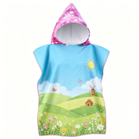 Serviette de plage à capuche en microfibre pour enfant, motif dessin animé, séchage rapide, douce, pour l'été, la plage, le surf, la natation, poncho personnalisé, la plus populaire en gros