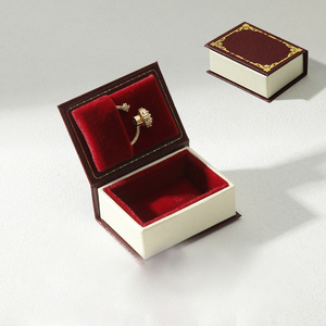 Boîte à bijoux personnalisée rose rétro en velours, petite boîte à livres, pour bracelets, boucles d'oreilles, bagues, emballage de mode - Product Image 6