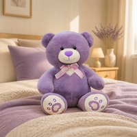 Adorable ours en peluche lavande avec nez en forme de cœur pour un cadeau confortable pour la chambre à coucher