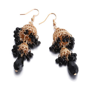 女式复古波西米亚金耳环雕刻铃铛串珠流苏长民族部落印第安饰品时尚悬挂 - Product Image 3