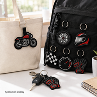 Porte-clés brodés personnalisés pour motos, échantillon rapide en 5-8 jours, solution OEM ODM tout-en-un, vente en gros de porte-clés pour motards