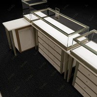 Vitrine d'exposition de bijoux sur mesure Sundo, comptoir de présentation, stand de salon professionnel, vitrine en verre avec mur arrière pour salon de bijouterie