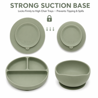 Ensemble d'alimentation pour bébé en silicone 8 pièces avec logo personnalisé, sans BPA, assiette à ventouse, bol, bavoir, tasse à paille, vaisselle d'autonomie pour tout-petits, vente en gros