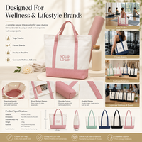 Grand sac fourre-tout en toile avec poche avant, blocs de couleur, logo personnalisé, réutilisable pour la gym, le yoga, les voyages, la plage, les courses, sac à main quotidien