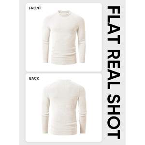 Custom Men's Anti-Wrinkle <b>Crewneck</b> <b>Sweater</b> 2025 Fashion Waffle Textured Knitted Solid Pullover Soft Casual Daily Wear - Product Image 5