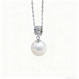 Accesorios de Perlas DIY, Colgante de Plata S925 con Collar de Rueda Redonda, Soporte Vacío de Barra Redonda de 9-13 mm para Mujer - Product Image 5