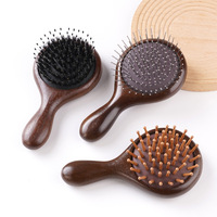 Peigne à coussin d'air en bois de santal doré naturel, grand format, carré, pour massage du cuir chevelu, en bois de santal rouge sculpté