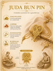 Pin de Pelo Chapado en Oro de Moda para Mujer, Accesorio Tradicional para Moño con Cadenas de Cuentas, Ideal para Novias y Eventos Festivos - Product Image 2