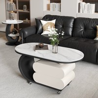 Table basse moderne de luxe en marbre rétractable, ronde et mobile, pour salon, petit mobilier décoratif pour la maison