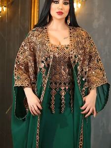 Robe de Soirée Caftan de Luxe Abaya Marocaine à Paillettes et Diamants, Robe de Mode Musulmane Africaine, <span class=keywords><strong>Djellaba</strong></span> Boubou - Product Image 5