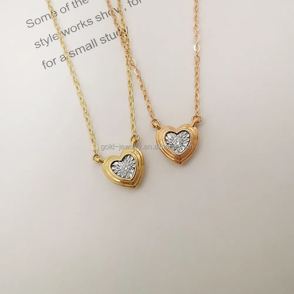 Romantic Heart形状Pendent Necklace 18K Real GoldネックレスPendant Natural Diamond Women Jewelry 18 18k White Gold Necklace