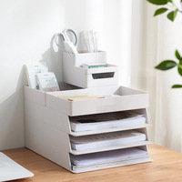 Boîte de rangement empilable de bureau pour papier A4, boîte de rangement pour reçus, porte-stylos multifonctionnel de style tiroir, organisation