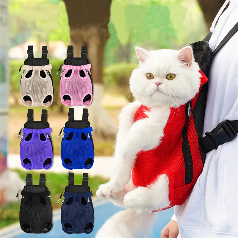 Travel Pet Carrier Backpacks Breathable Dog Shoulder Chest Bag Net Cat Puppy Carrier Bag Outdoor Adjustable Folding Front Bag