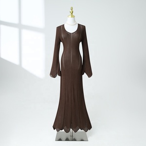 Nobile ed elegante abito a maniche lunghe a maglia con maniche lunghe da donna - Product Image 4