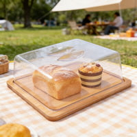 Vente en gros de boîte à beurre en bambou naturel écologique avec couvercle en acrylique transparent, boîte à beurre pour comptoir de cuisine