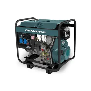 GRANDFAR recoil 6.5kw 220V 455cc geradores diesel portáteis de baixo consumo de combustível alternador silencioso de estrutura aberta