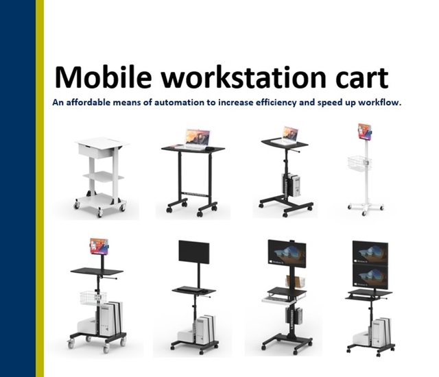 Healthcare Laptop Trolley with Metal & MDF Construction Adjustable Height 4-Wheel Mobility for Hospital/School/Office Use