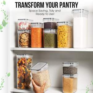 Ensemble de 48 boîtes de rangement pour garde-manger en plastique sans BPA, hermétiques, contenants alimentaires, organisation avec étiquettes, marqueur et cuillères - Product Image 3