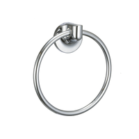 Porte-serviette de salle de bain moderne en alliage de zinc, base en acier inoxydable, rond, chromé, à fixation murale