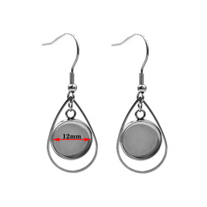 Stainless Steel Teardrop Pendant Ear <b>Hooks</b> 12mm Inner Hollow Base For <b>Earring</b> Making DIY Jewelry Components - Product Image 2