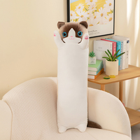 Oreiller long en forme de chat en gros - Jouet en peluche personnalisé pour chaton, coussin moelleux cadeau pour petite amie