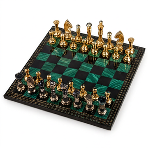Juego de Ajedrez de Metal de Lujo, Piezas de Ajedrez de Latón Antiguo Plateado, Tablero de Ajedrez Clásico, Juego de Mesa de Alta Calidad Hecho a Mano - Product Image 1