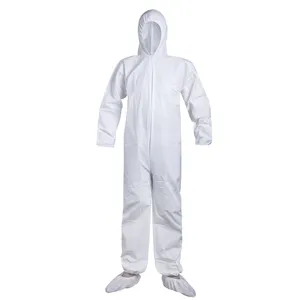 Dùng một lần không thấm nước microporous bảo vệ Coverall trùm đầu sơn tổng thể