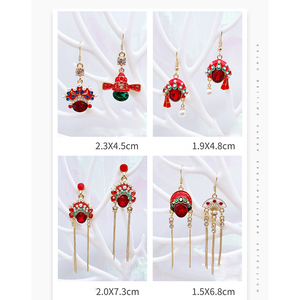 Originale in metallo retrò Peking <span class=keywords><strong>Opera</strong></span> CNY Chili lanterna orecchini da <span class=keywords><strong>donna</strong></span> stile tradizionale con tecnica smaltata - Product Image 6