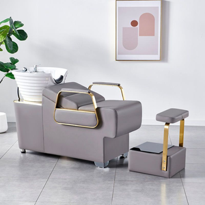 Luxury-simplified style hair washing <b>bed</b> for hair salons Hair salon with ceramic basin for rinsing hair Semi-reclining water - Product Image 3