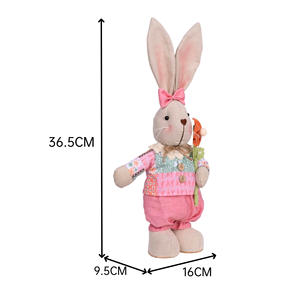 สินค้าขายดี: ของตกแต่งเทศกาลอีสเตอร์ - ตุ๊กตากระต่ายขนนุ่ม ประดับด้วยดอกแครอทสุดน่ารัก สีชมพู/เขียวอ่อน/น้ำตาล ขนาดใหญ่ ตั้งได้ - Product Image 6
