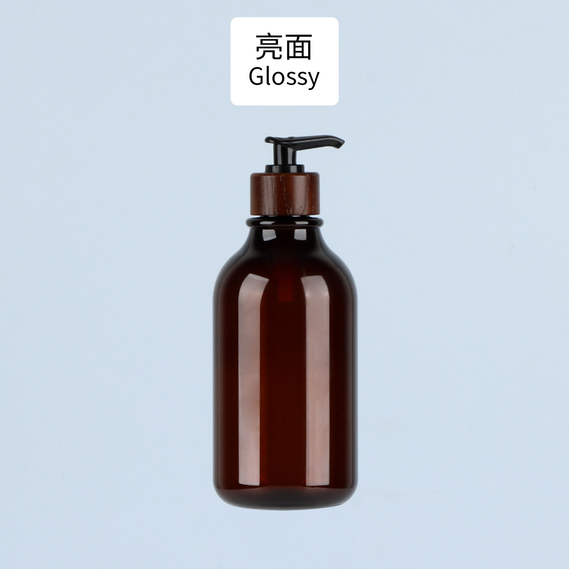 Bouteille de thé brillante, couleur noyer, bois ciré, pompe noire