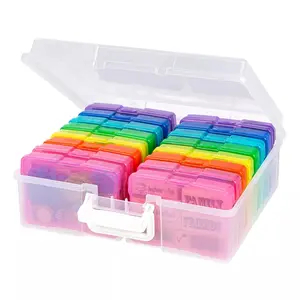 4x6 pollici colorato classificazione multifunzione portatile in plastica Album fotografico scatola di immagazzinaggio di carte Set da 16 pezzi