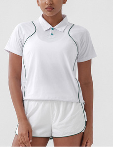Conjunto de 3 piezas de ropa de tenis ligera de secado rápido para <span class=keywords><strong>mujer</strong></span> Conjunto de chaqueta holgada, <span class=keywords><strong>Polo</strong></span> y pantalones cortos - Product Image 4