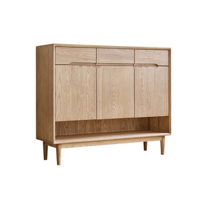 Mueble Zapatero de Madera Maciza de Fresno con Tres Puertas, Armario de Almacenamiento para Entrada, Estante de Pie para Sala de Estar - Product Image 3