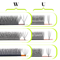 Extensions de cils 3D 4D 5D en forme de W, U, Clover, Y, double pointe, volume pré-fait C D, extensions de cils en éventail, marque privée UU