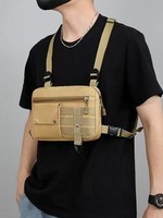 Sac de poitrine tactique d'extérieur, harnais de poitrine réglable avec pochette utilitaire avant pour le camping, les voyages et la photographie
