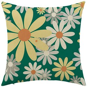 Housse de coussin carrée en lin et coton à motif floral, décoration d'intérieur, lot de 4 - Product Image 3