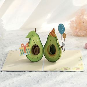 Nouvelles cartes pop-up en papier artisanal avec un adorable avocat pour un joyeux anniversaire - Product Image 3