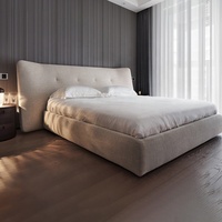 Ensemble cadre de lit rembourré King Size grande tête de lit de luxe Mobilier de chambre à coucher design