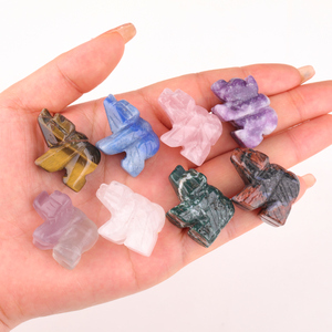 Mini <span class=keywords><strong>Figurine</strong></span> de sculpture d'ours en cristal, Quartz de guérison, œil de tigre sculpté, animaux, cadeaux de décoration - Product Image 4