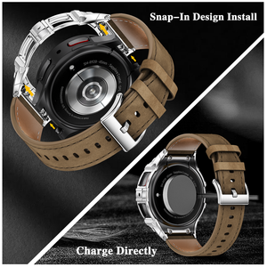 Bracelet en Cuir Véritable pour <span class=keywords><strong>Samsung</strong></span> <span class=keywords><strong>Galaxy</strong></span> <span class=keywords><strong>Watch</strong></span> <span class=keywords><strong>5</strong></span> <span class=keywords><strong>Pro</strong></span>, Kit de Modification de Luxe en Acier Inoxydable, <span class=keywords><strong>45mm</strong></span> - Product Image 4
