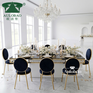 Mesa de Boda Rectangular de Metal Moderno con Cristales para Recepción de Hotel, Salón de Banquetes, Comedor y Uso en Exteriores - Product Image 4