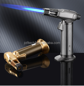 Briquet torche JOFI pour cigares, noir, fibre de carbone, coupe-vent, rechargeable au butane, pour cigares et camping - Product Image 3