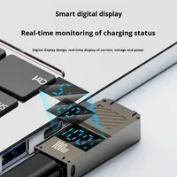 Adaptateur de charge ignifuge USB-C vers DC à angle droit JILIAN Industry PD 100W avec affichage numérique et surveillance de la puissance pour ordinateur portable CF/DC-SX