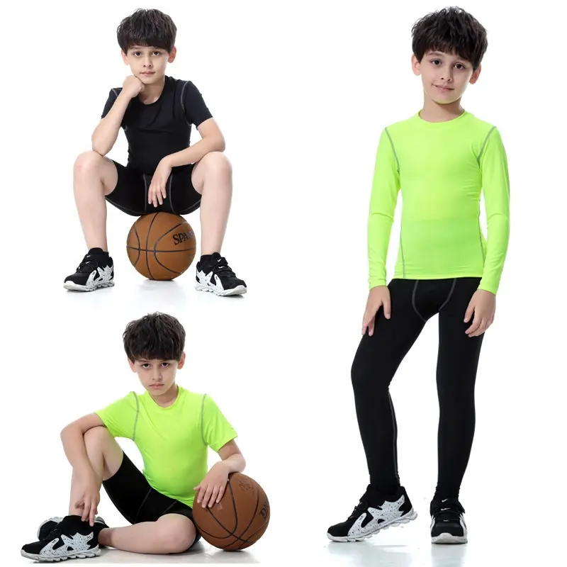 Camisa infantil de compressão personalizada, roupa de criança com elástico de secagem rápida para academia, 2019