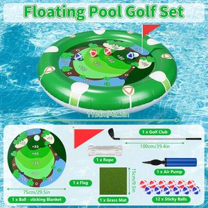 Ensemble de golf gonflable 2-en-1 avec jeux aquatiques hydrauliques flottants et balles collantes pour fêtes estivales d'adultes, utilisation en extérieur sur rivière - Product Image 6