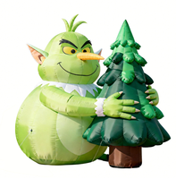 Modèle gonflable Grinch de 2,4 m câlinant un arbre avec lumières LED pour décoration de fête, de vacances, de jardin extérieur et présentation
