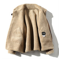 Veste en daim polaire pour homme, style motard, col montant, hiver, avec garniture en fourrure, fermeture éclair, poches intégrées